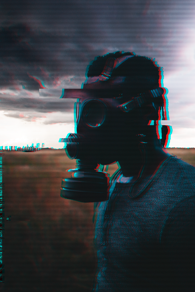 Distorted gas mask